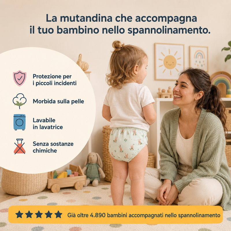 Mutandine Educative Bambinetto™ – Lavabili e Impermeabili