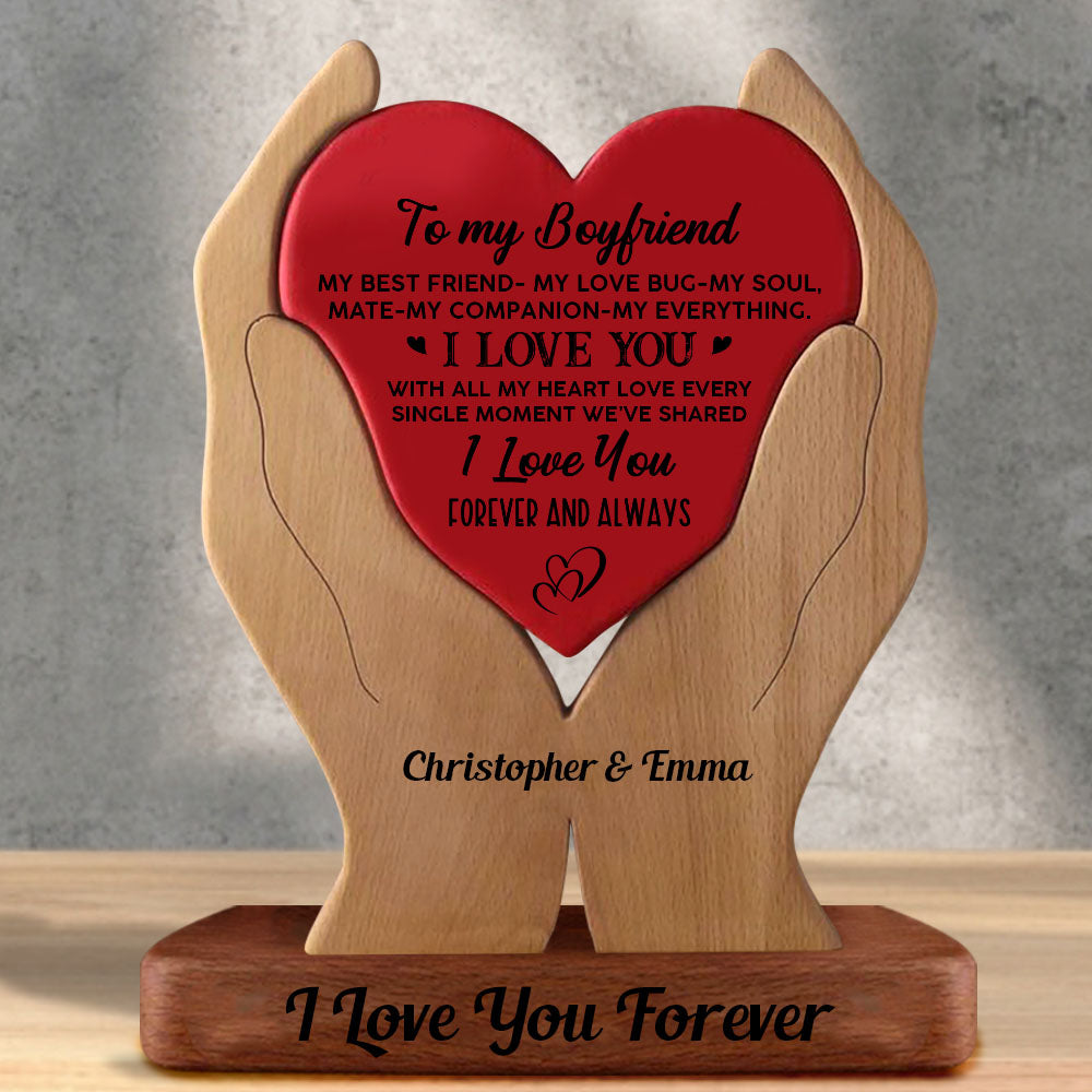 To My Soulmate Wooden Couple - Puzzle Wooden Family - Wooden Carvings