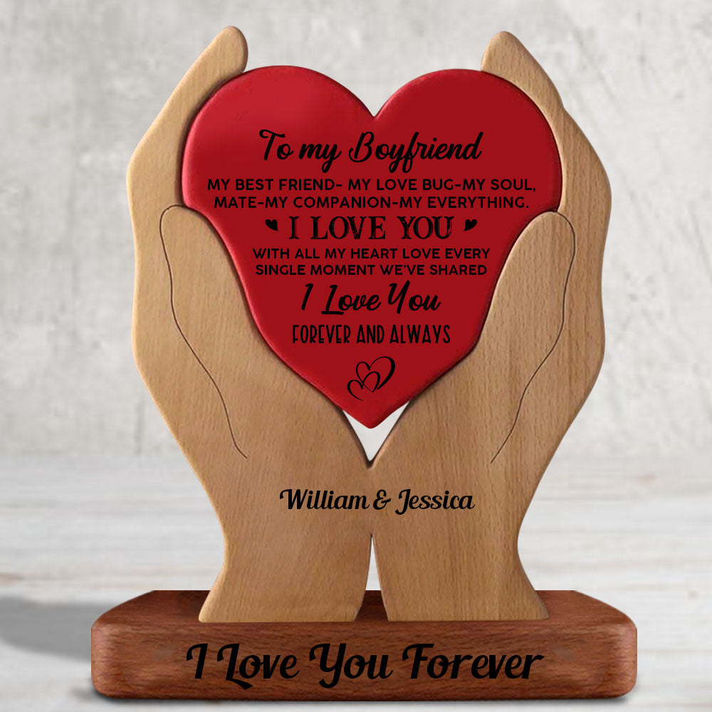 To My Soulmate Wooden Couple - Puzzle Wooden Family - Wooden Carvings