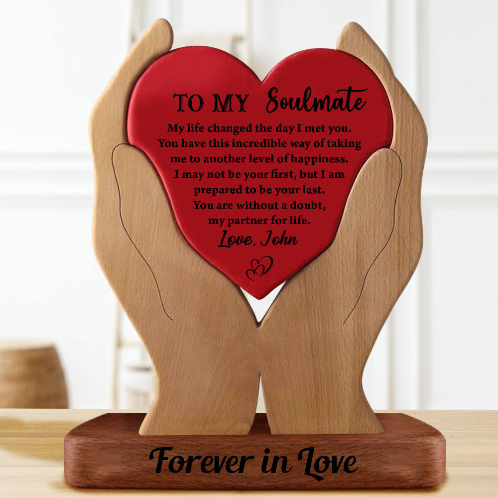 To My Soulmate Wooden Couple - Puzzle Wooden Family - Wooden Carvings